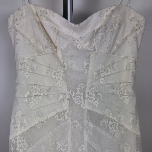 BCBG Ivory White Floral Gown - Picture 3 of 5